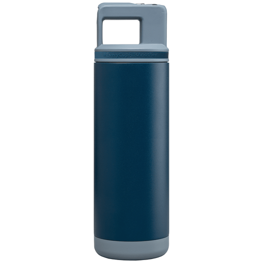 Grosche Alpine Stainless Steel Removable Straw Flip n' Sip Bottle promotional bottle in midnight blue printed with your