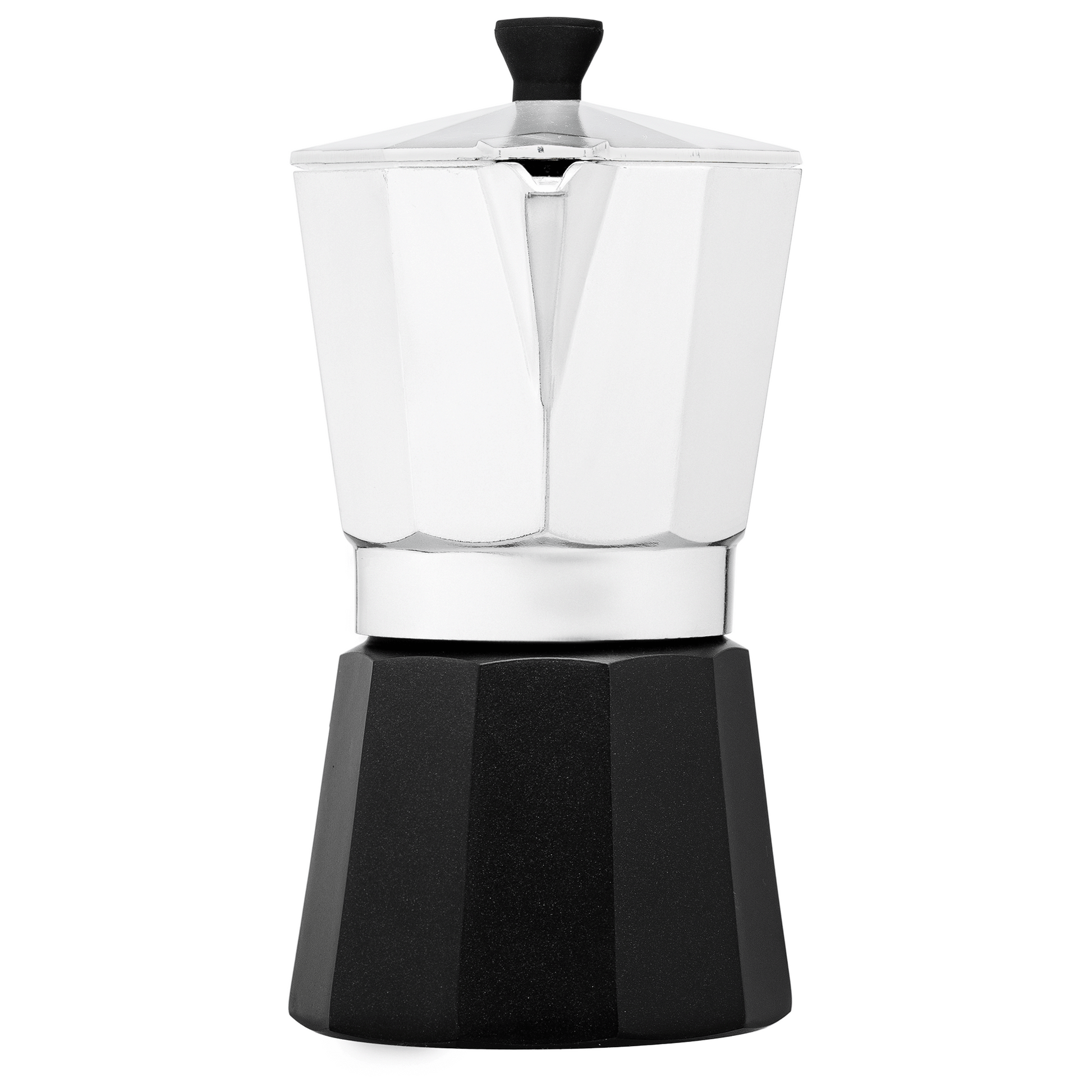 Grosche Milano Aluminium Stovetop Espresso Maker promotional kitchen accessory in black laser engraved with your company logo