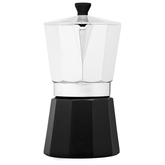 Grosche Milano Aluminium Stovetop Espresso Maker promotional kitchen accessory in black laser engraved with your company logo