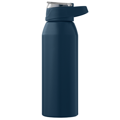 Lyse Recycled Stainless Steel Sport Bottle promotional bottle in navy blue printed with your company logo