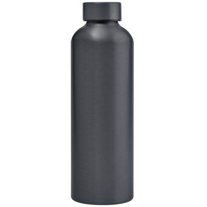 Astrid Recycled Stainless Steel Metallic Bottle promotional bottle in gunmetal laser engraved with your company logo