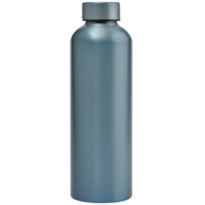 Astrid Recycled Stainless Steel Metallic Bottle promotional bottle in steel blue laser engraved with your company logo