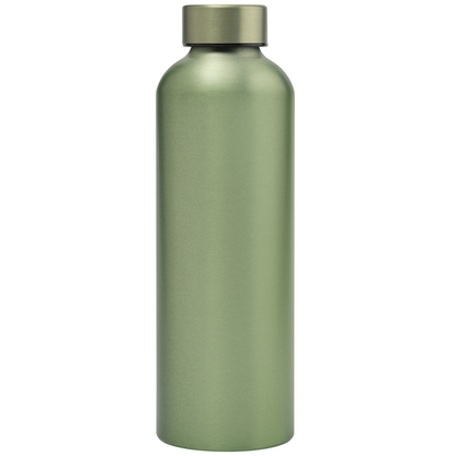 Astrid Recycled Stainless Steel Metallic Bottle promotional bottle in green laser engraved with your company logo
