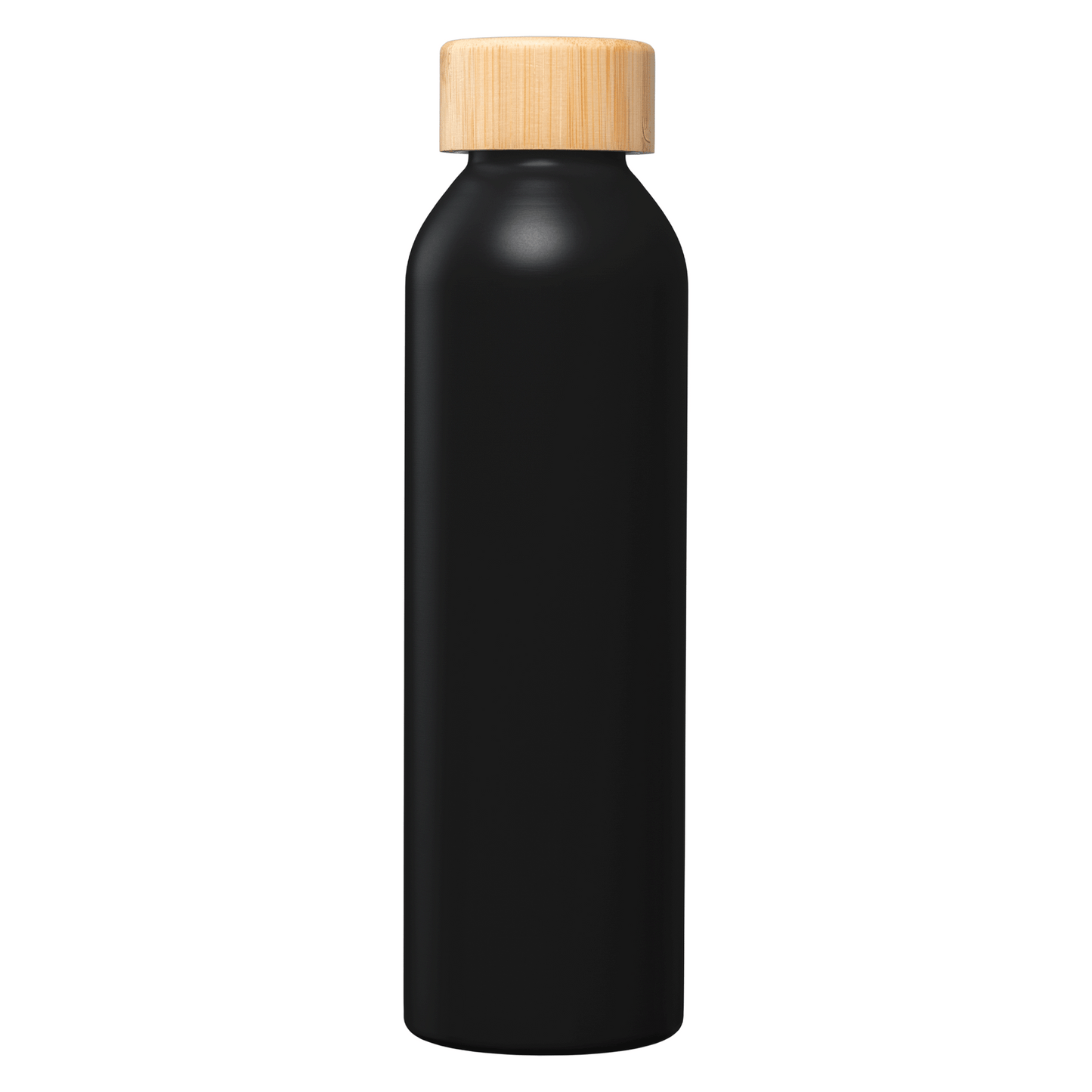 Eden Recycled Stainless Steel Bamboo Lid Water Bottle promotional bottle in black laser engraved with your company logo