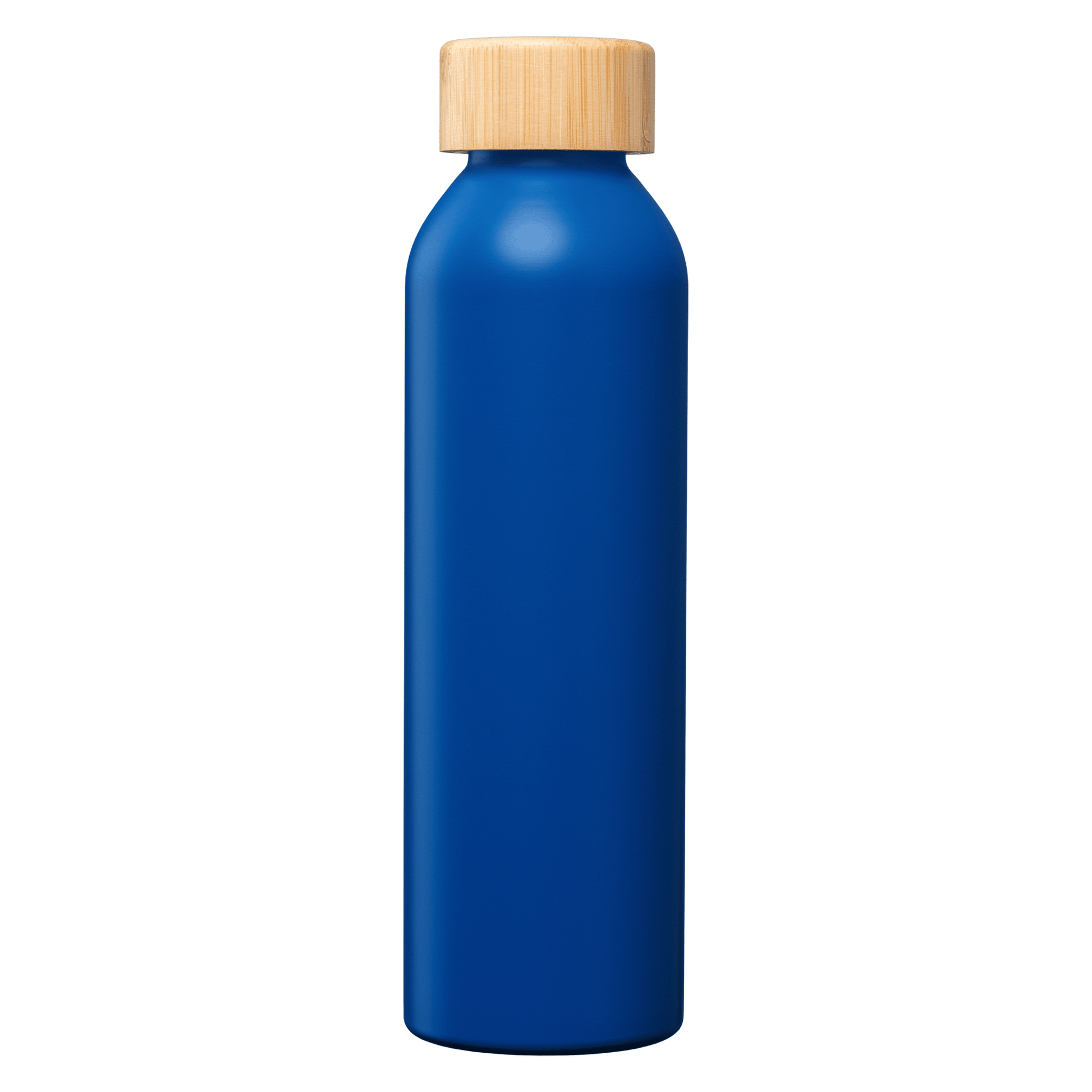 Eden Recycled Stainless Steel Bamboo Lid Water Bottle promotional bottle in navy blue laser engraved with your company logo