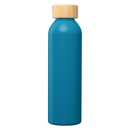 Eden Recycled Stainless Steel Bamboo Lid Water Bottle promotional bottle in turquoise laser engraved with your company logo