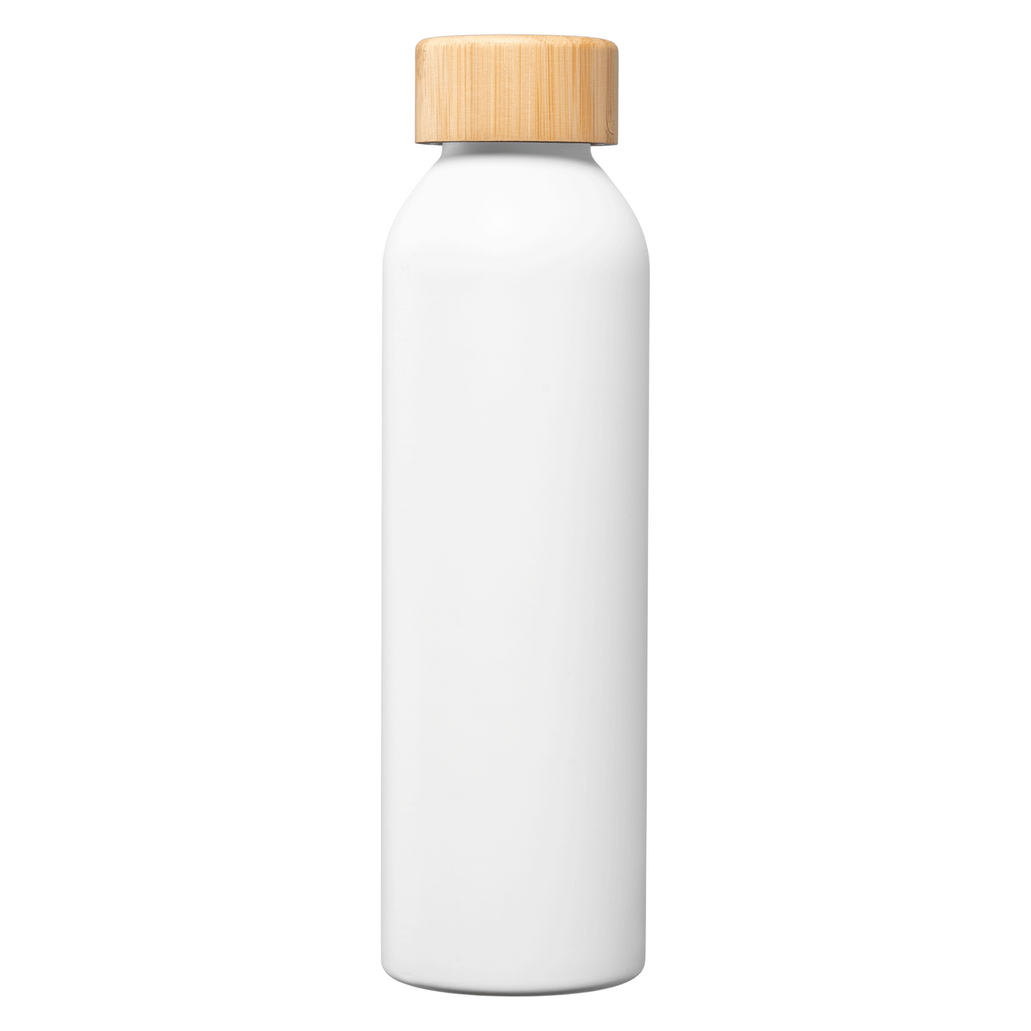 Eden Recycled Stainless Steel Bamboo Lid Water Bottle promotional bottle in white laser engraved with your company logo