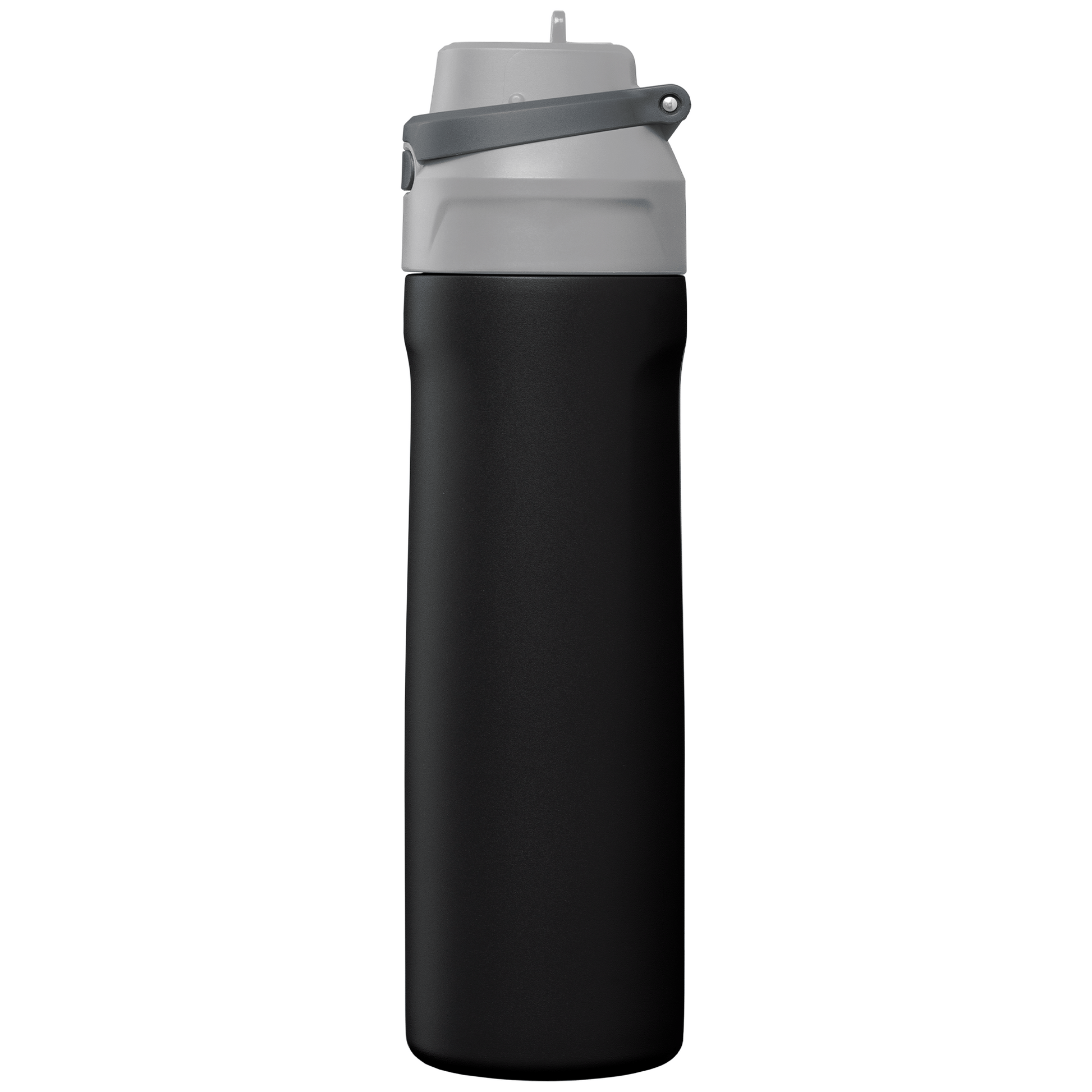 Lynk Recycled Stainless Steel Straw-Lid Leakproof Bottle promotional bottle in black laser engraved with your company logo