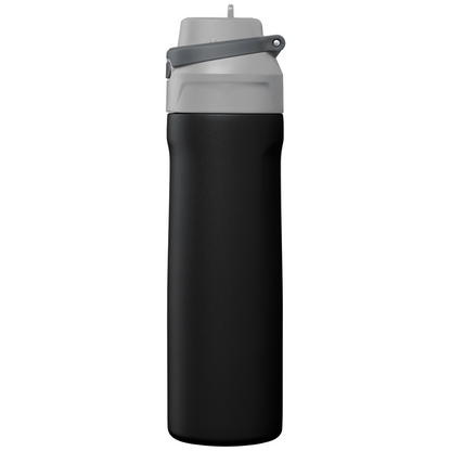 Lynk Recycled Stainless Steel Straw-Lid Leakproof Bottle promotional bottle in black laser engraved with your company logo