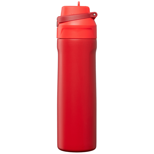 Lynk Recycled Stainless Steel Straw-Lid Leakproof Bottle promotional bottle in red laser engraved with your company logo