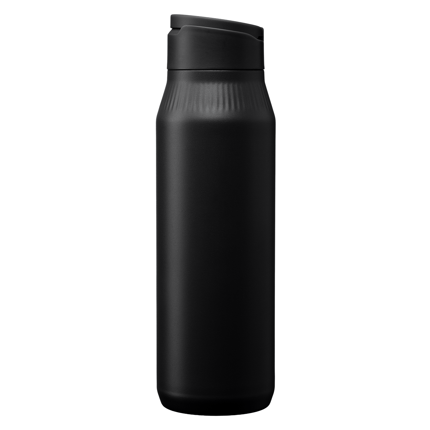 Majesty Stainless Steel Selfie Stand Bottle promotional bottle in black laser engraved with your company logo