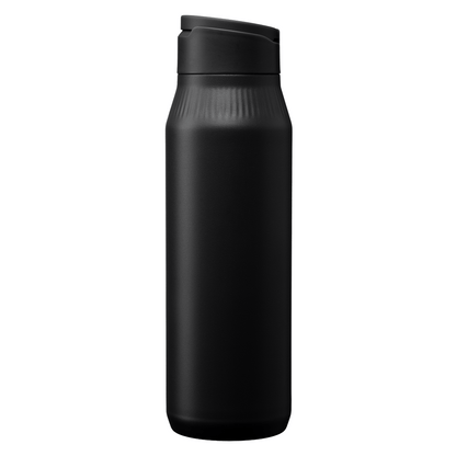 Majesty Stainless Steel Selfie Stand Bottle promotional bottle in black laser engraved with your company logo