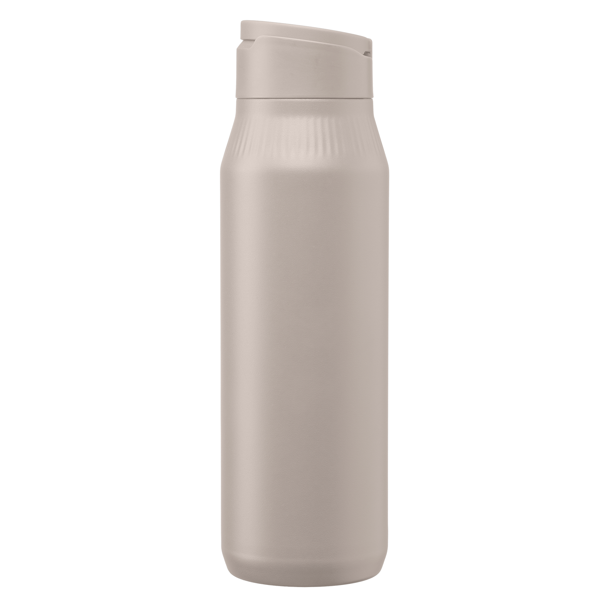 Majesty Stainless Steel Selfie Stand Bottle promotional bottle in dune warm grey laser engraved with your company logo