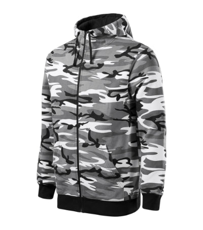 MALFINI CAMO ZIPPER Men's sweatshirt in camouflage gray - promotional clothing printed with your company logo