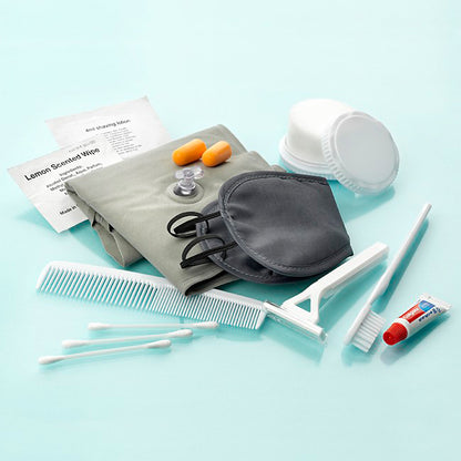 Kit di accessori da viaggio essenziali in una borsa con cerniera | Regali benessere firmati