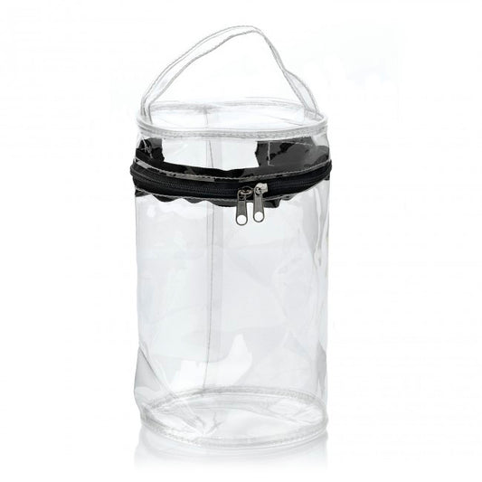 Borsa da toilette rotonda nera con cerniera in PVC trasparente | Regali benessere firmati