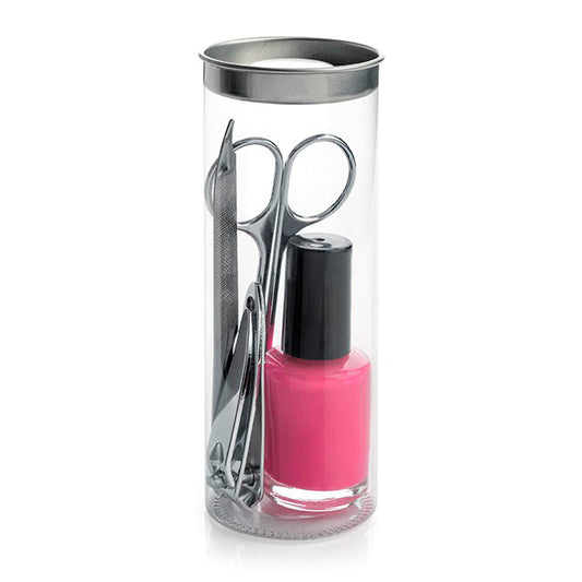 Set manicure da 4 pezzi incluso smalto in un tubo in PET | Regali benessere firmati