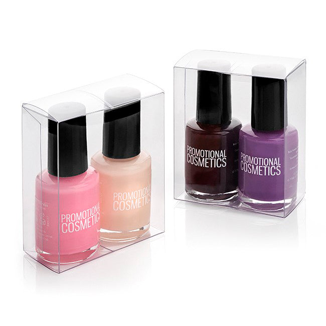 2-teiliges Nagellack-Geschenkset in einer transparenten Box | Wellness-Geschenke mit Markenlogo