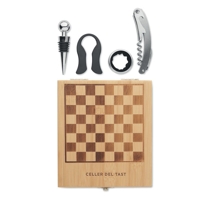 CHESSET - Set de vino tablero de ajedrez