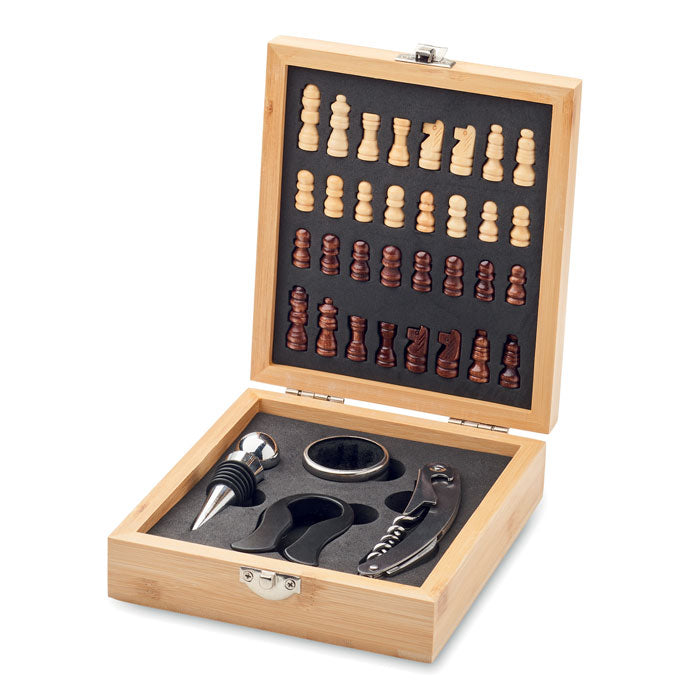 CHESSET - Set de vino tablero de ajedrez