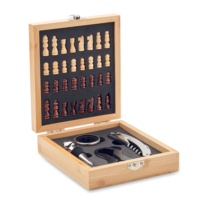 CHESSET - Set de vino tablero de ajedrez