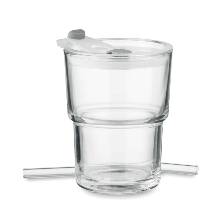 SIP - Glass tumbler with straw 400ml