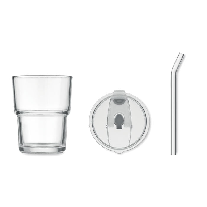 SIP - Glass tumbler with straw 400ml