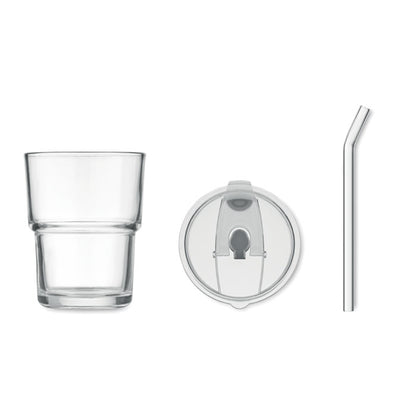SIP - Glass tumbler with straw 400ml
