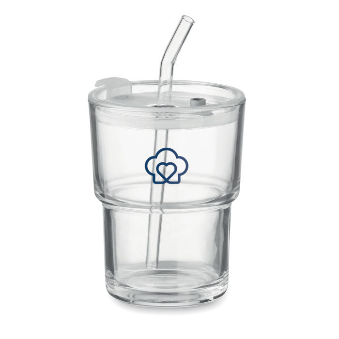 SIP - Glass tumbler with straw 400ml