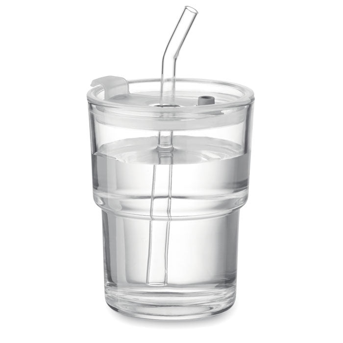 SIP - Glass tumbler with straw 400ml
