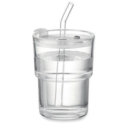 SIP - Glass tumbler with straw 400ml