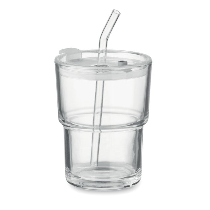 SIP - Glass tumbler with straw 400ml