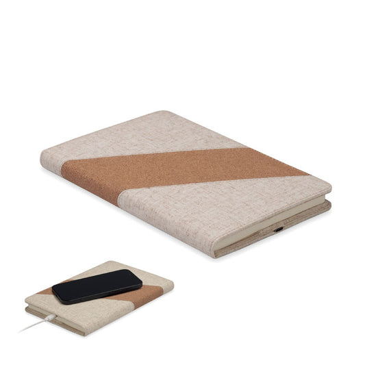 CORTONA - Quaderno A5 con caricabatterie da 15W