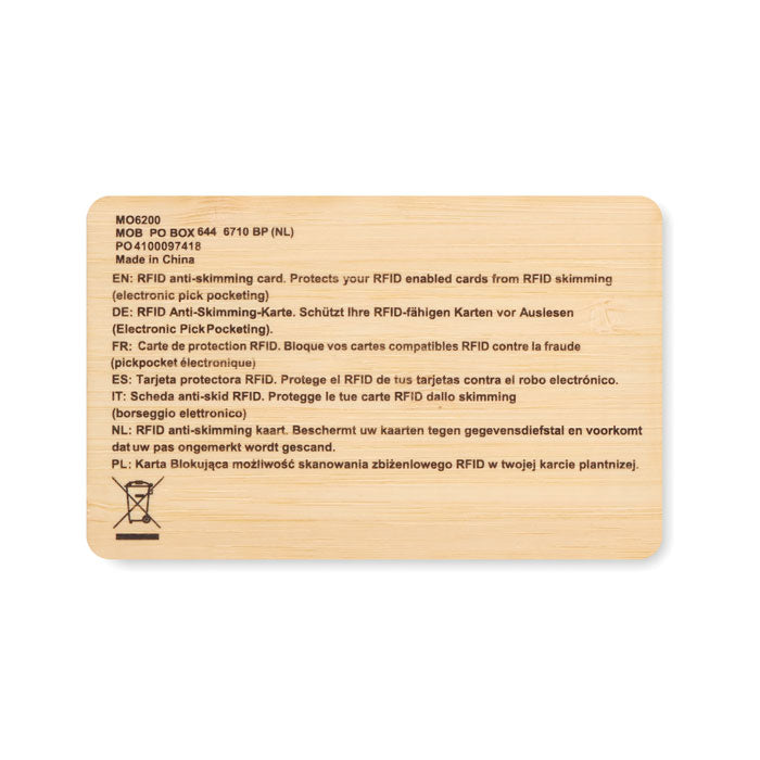 CUSTOS + - RFID card in bamboo material