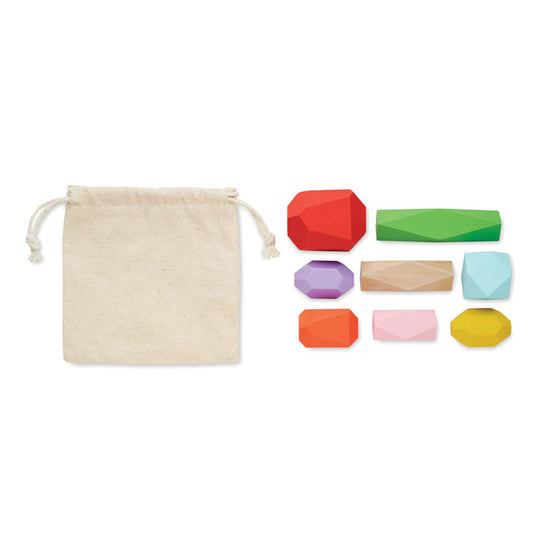 DOLMEN - 8 stacking wood rocks in pouch