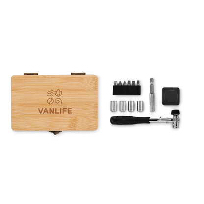 FUROBAM - Coffret à outils 13 pièces, coffret en bambou