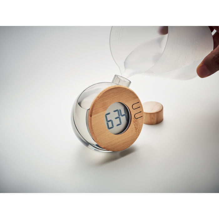DROPPY LUX - Orologio LCD in bambù alimentato ad acqua