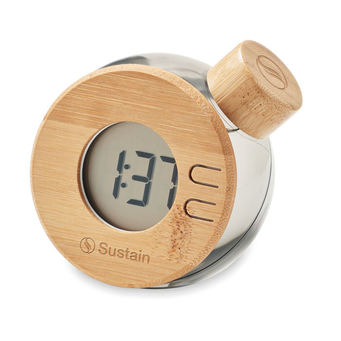DROPPY LUX - Orologio LCD in bambù alimentato ad acqua