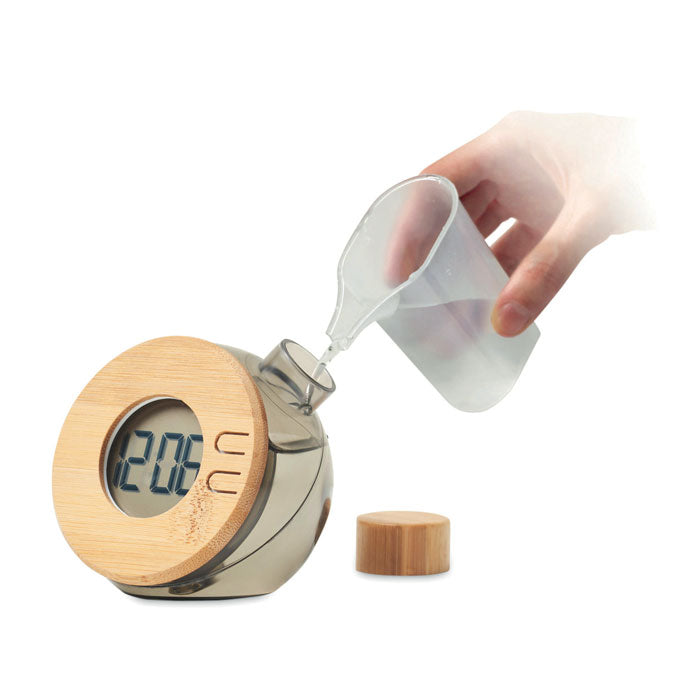 DROPPY LUX - Orologio LCD in bambù alimentato ad acqua
