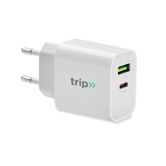 PUERTO - Cargador USB de 2 puertos de 18 W con enchufe UE