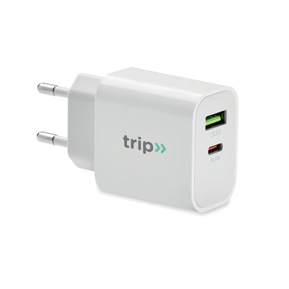 PUERTO - Cargador USB de 2 puertos de 18 W con enchufe UE