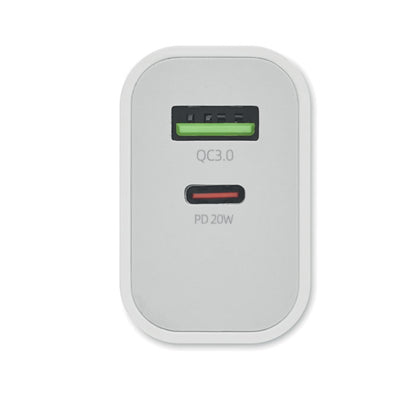 PUERTO - Cargador USB de 2 puertos de 18 W con enchufe UE