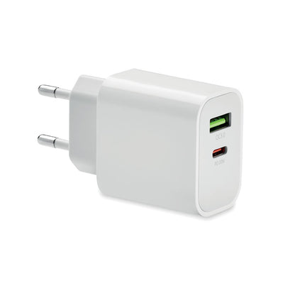 PUERTO - Cargador USB de 2 puertos de 18 W con enchufe UE