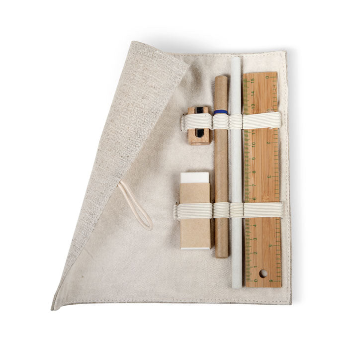 ECOSET - Set de papeterie sous pochette en coton