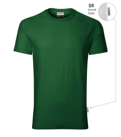 RIMECK RESIST Men's T-shirt in bottle green, brand label - promotional clothing printed with your company logo