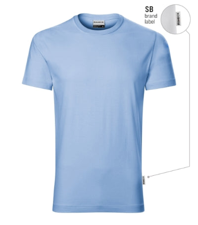 RIMECK RESIST Men's T-shirt in sky blue, brand label - promotional clothing printed with your company logo