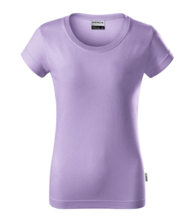 RIMECK RESIST Women's T-shirt in lavender, brand label - promotional clothing printed with your company logo