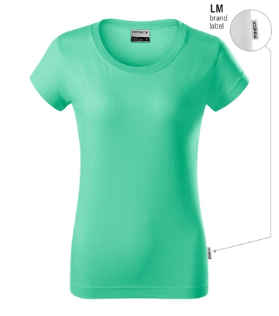 RIMECK RESIST Women's T-shirt in mint, brand label - promotional clothing printed with your company logo
