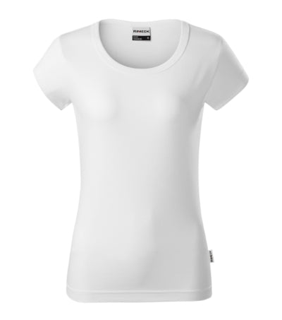 RIMECK RESIST Women's T-shirt in white, brand label - promotional clothing printed with your company logo
