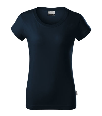 RIMECK RESIST HEAVY Women's T-shirt in navy blue, brand label - promotional clothing printed with your company logo